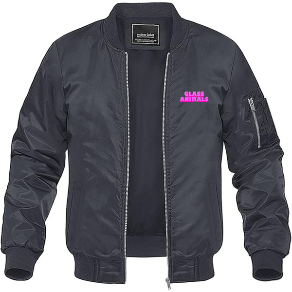 Men's Glass Animals Logo Lightweight Bomber Jacket Windbreaker Softshell Varsity Jacket Coat