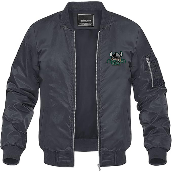 Men's Cleveland State Vikings  Lightweight Bomber Jacket Windbreaker Softshell Varsity Jacket Coat
