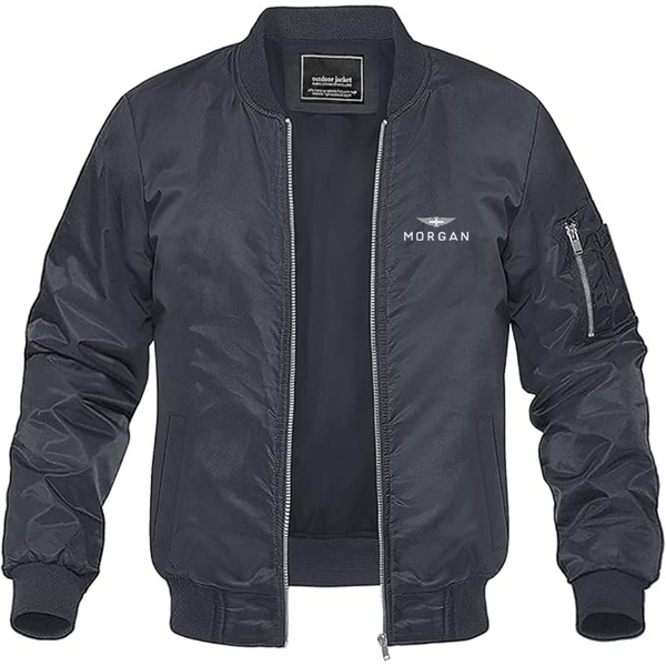 Men's Morgan Logo Lightweight Bomber Jacket Windbreaker Softshell Varsity Jacket Coat