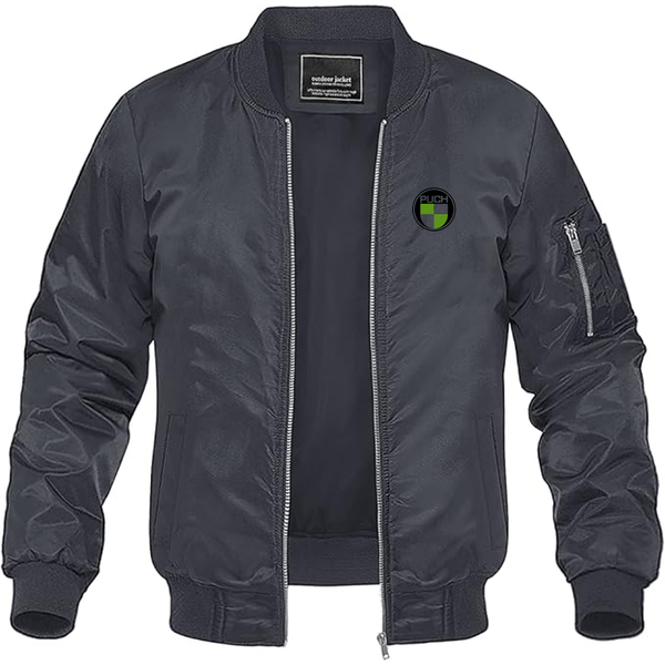 Men's Puch Logo Lightweight Bomber Jacket Windbreaker Softshell Varsity Jacket Coat