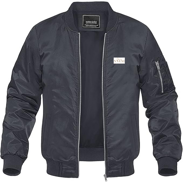 Men's Nnesi Logo Lightweight Bomber Jacket Windbreaker Softshell Varsity Jacket Coat