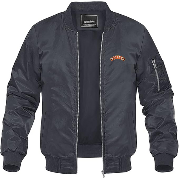 Men's Baileys Logo Lightweight Bomber Jacket Windbreaker Softshell Varsity Jacket Coat