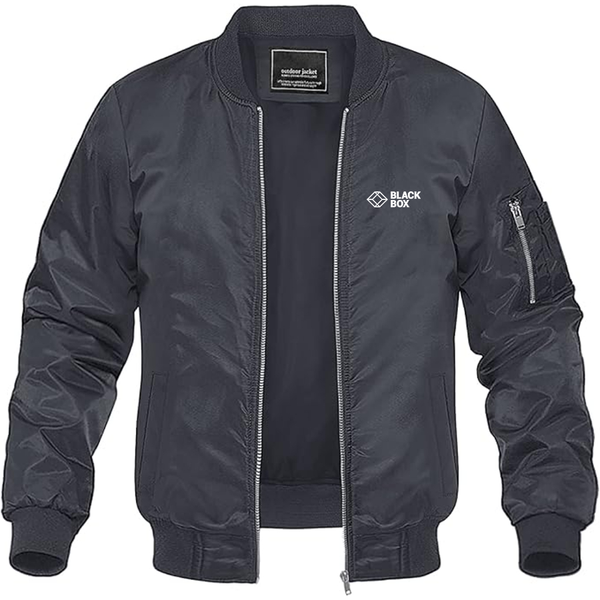 Men's Black Box Logo Lightweight Bomber Jacket Windbreaker Softshell Varsity Jacket Coat