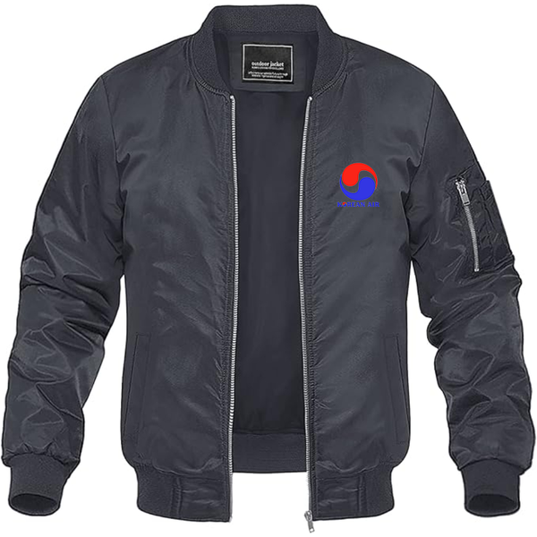 Men's  Korean Air Logo Lightweight Bomber Jacket Windbreaker Softshell Varsity Jacket Coat
