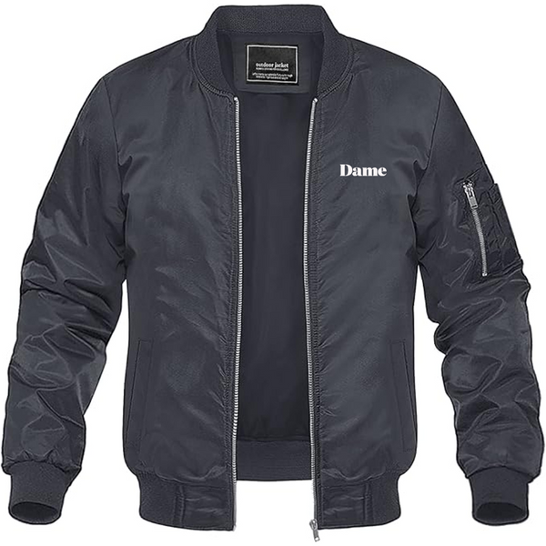 Men's Dame Products Logo Lightweight Bomber Jacket Windbreaker Softshell Varsity Jacket Coat