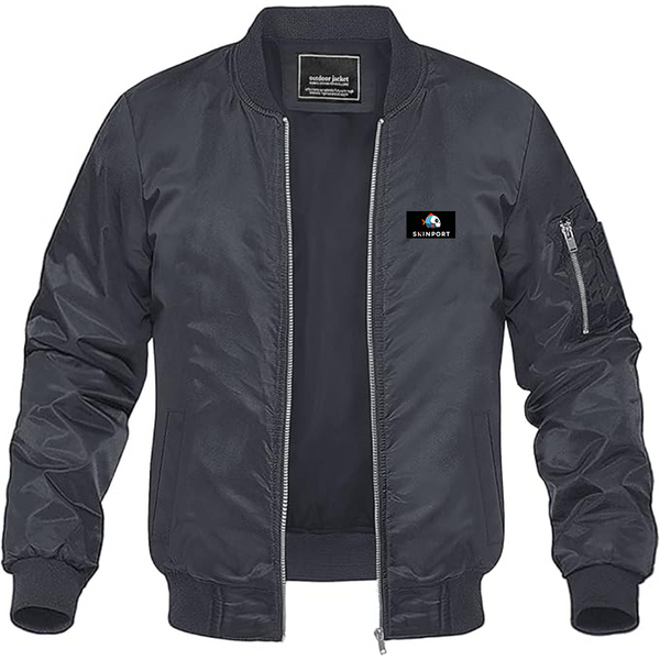 Men's Skinport  Logo Lightweight Bomber Jacket Windbreaker Softshell Varsity Jacket Coat