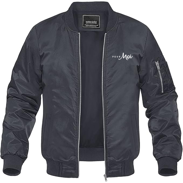 Men's Pour Moi Logo  Lightweight Bomber Jacket Windbreaker Softshell Varsity Jacket Coat