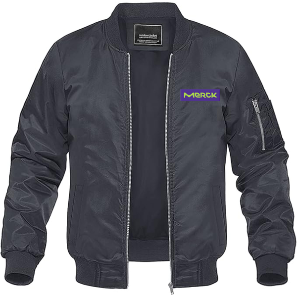 Men's  Merck KGaA Logo Lightweight Bomber Jacket Windbreaker Softshell Varsity Jacket Coat