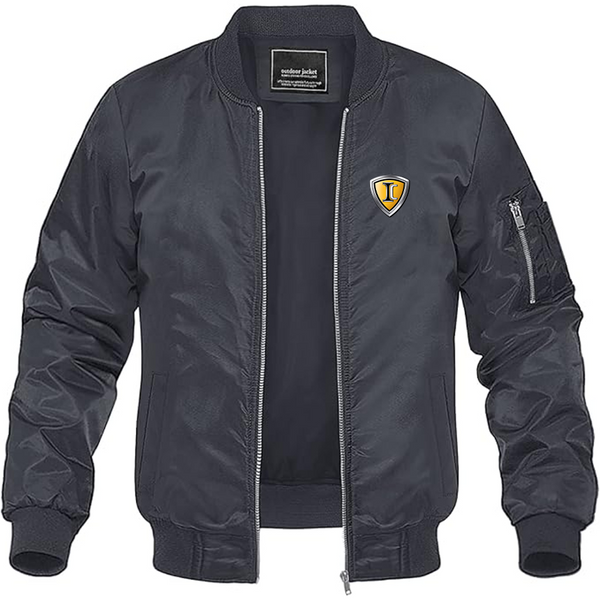 Men's IC Bus Logo Lightweight Bomber Jacket Windbreaker Softshell Varsity Jacket Coat