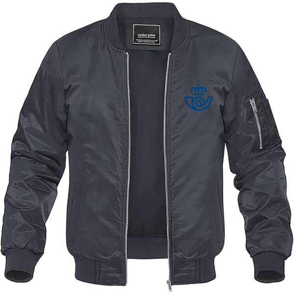 Men's  Correos Logo  Lightweight Bomber Jacket Windbreaker Softshell Varsity Jacket Coat