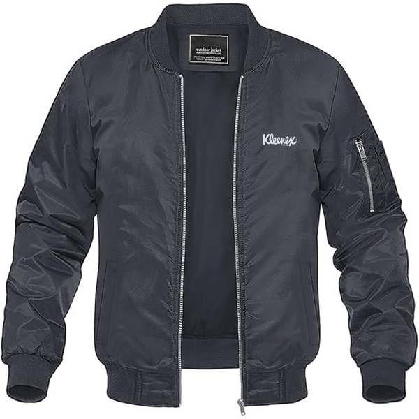 Men's Kleenex Logo Lightweight Bomber Jacket Windbreaker Softshell Varsity Jacket Coat
