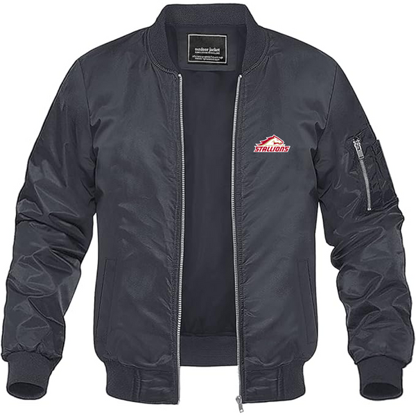 Men's Birmingham Stallions Logo Lightweight Bomber Jacket Windbreaker Softshell Varsity Jacket Coat
