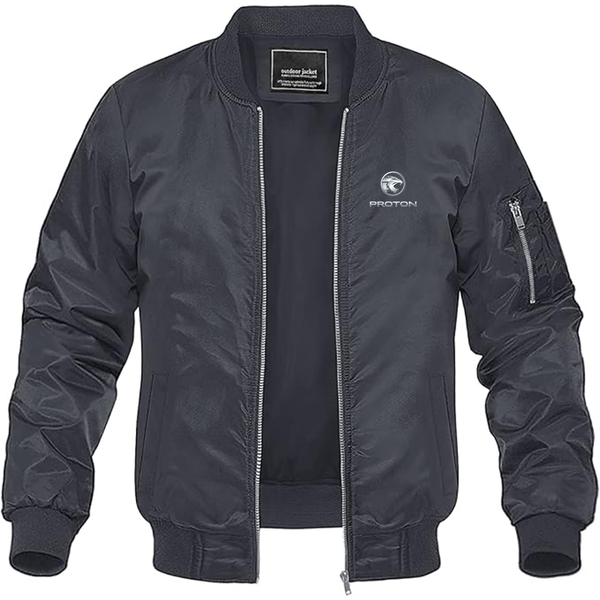 Men's Proton Logo Lightweight Bomber Jacket Windbreaker Softshell Varsity Jacket Coat
