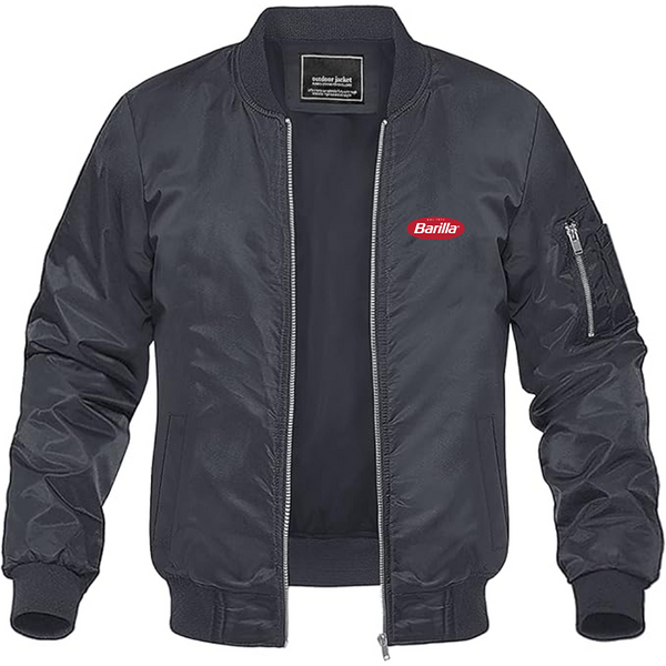 Men's Barilla Logo Lightweight Bomber Jacket Windbreaker Softshell Varsity Jacket Coat