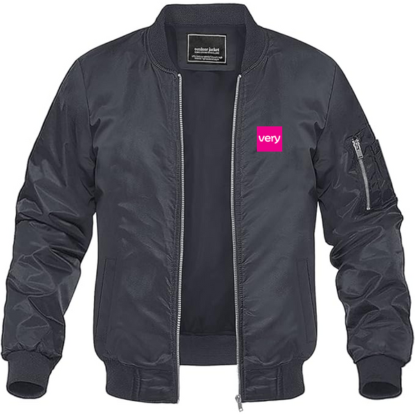 Men's Very Logo Lightweight Bomber Jacket Windbreaker Softshell Varsity Jacket Coat