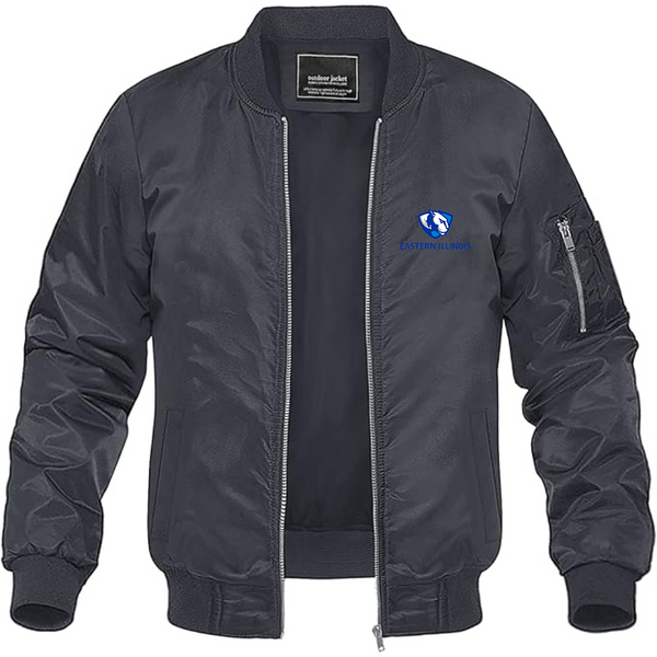 Men's Eastern Illinois Panthers  Lightweight Bomber Jacket Windbreaker Softshell Varsity Jacket Coat
