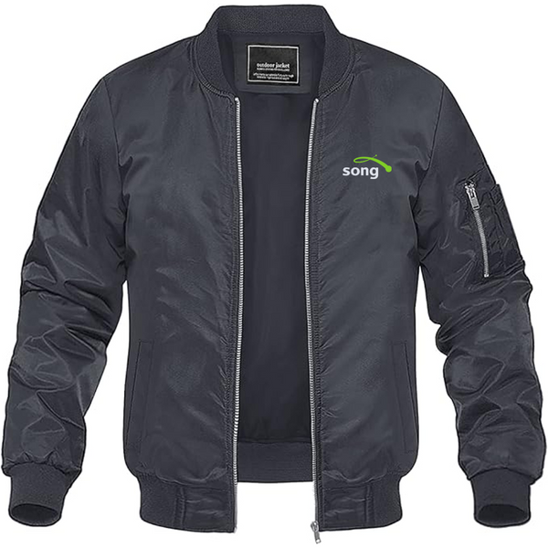 Men's Song Logo Lightweight Bomber Jacket Windbreaker Softshell Varsity Jacket Coat