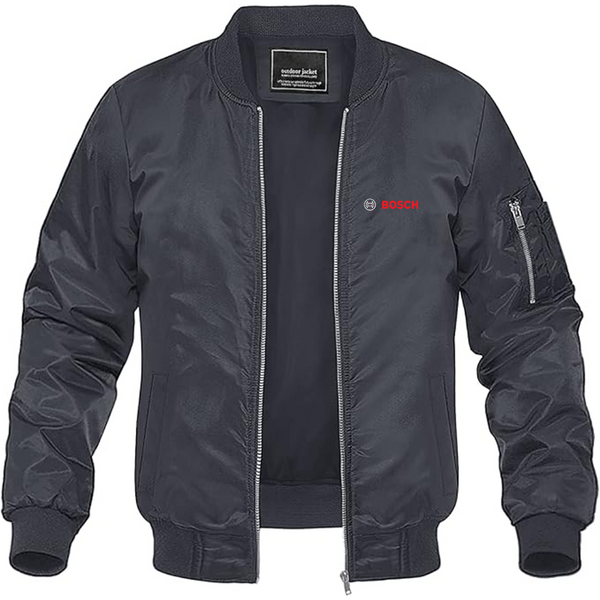 Men's Bosch Logo Lightweight Bomber Jacket Windbreaker Softshell Varsity Jacket Coat