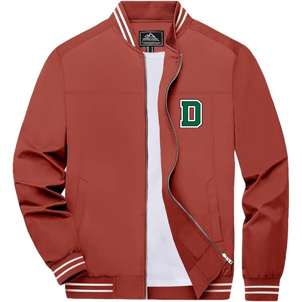 Men's  Dartmouth Big Green Lightweight Zip-Up Bomber Jacket with Ribbed Collar and Cuffs Versatile Casual Outerwear