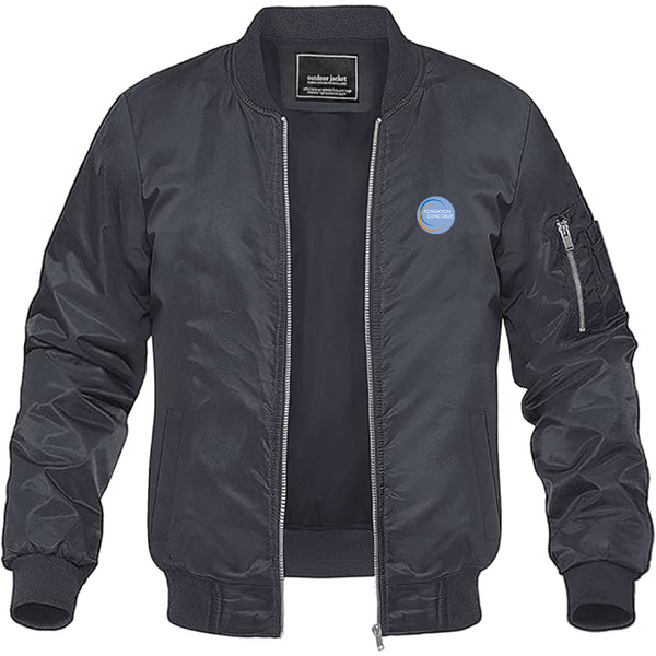 Men's Fondation Concorde Logo Lightweight Bomber Jacket Windbreaker Softshell Varsity Jacket Coat