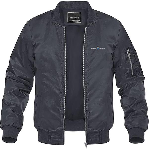 Men's Bombay Sapphire Logo Lightweight Bomber Jacket Windbreaker Softshell Varsity Jacket Coat
