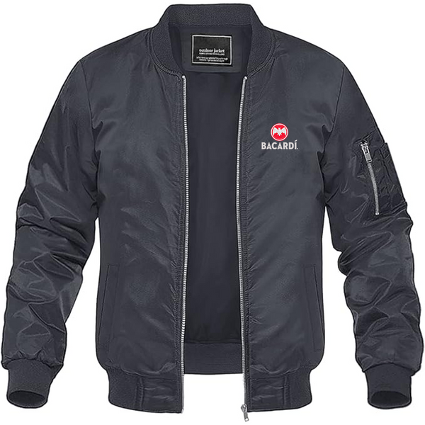 Men's Bacardi Logo Lightweight Bomber Jacket Windbreaker Softshell Varsity Jacket Coat