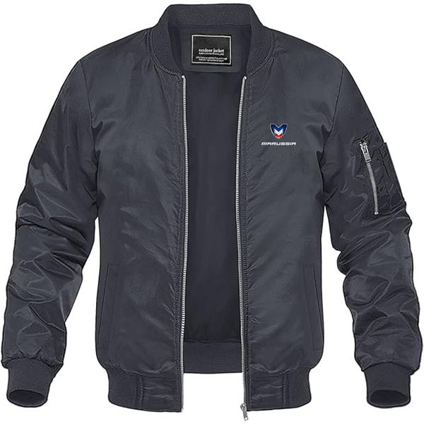 Men's Marussia Motors Logo Lightweight Bomber Jacket Windbreaker Softshell Varsity Jacket Coat