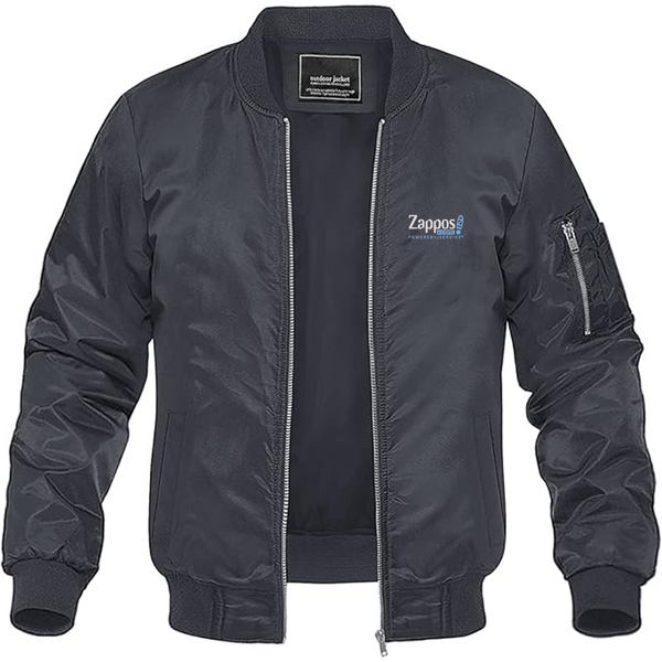 Men's Zappos Logo Lightweight Bomber Jacket Windbreaker Softshell Varsity Jacket Coat