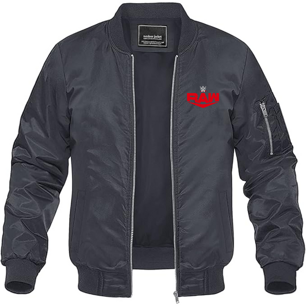 Men's WWE Raw  Lightweight Bomber Jacket Windbreaker Softshell Varsity Jacket Coat