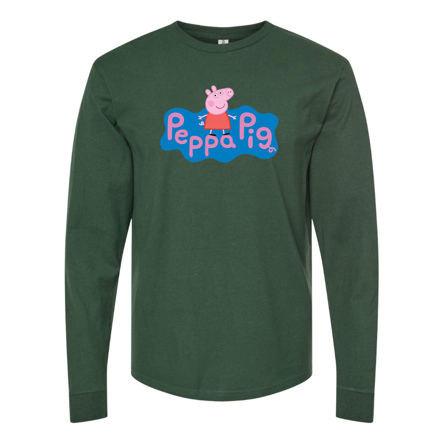 Men's Pegga Pig Cartoon Long Sleeve T-Shirt