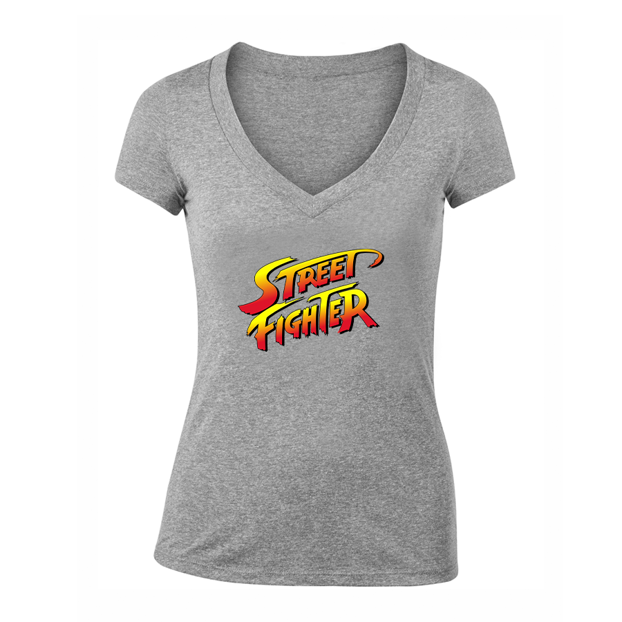 Women's Street Fighter Game V-Neck T-Shirt