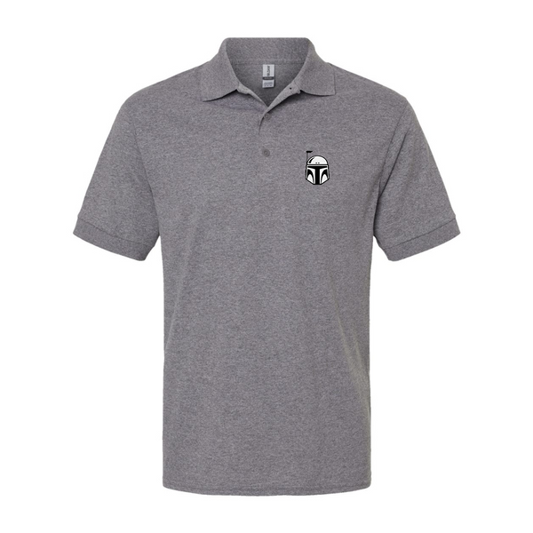 Men's Star Wars Boba Fett Helmet Dry Blend Jersey Polo