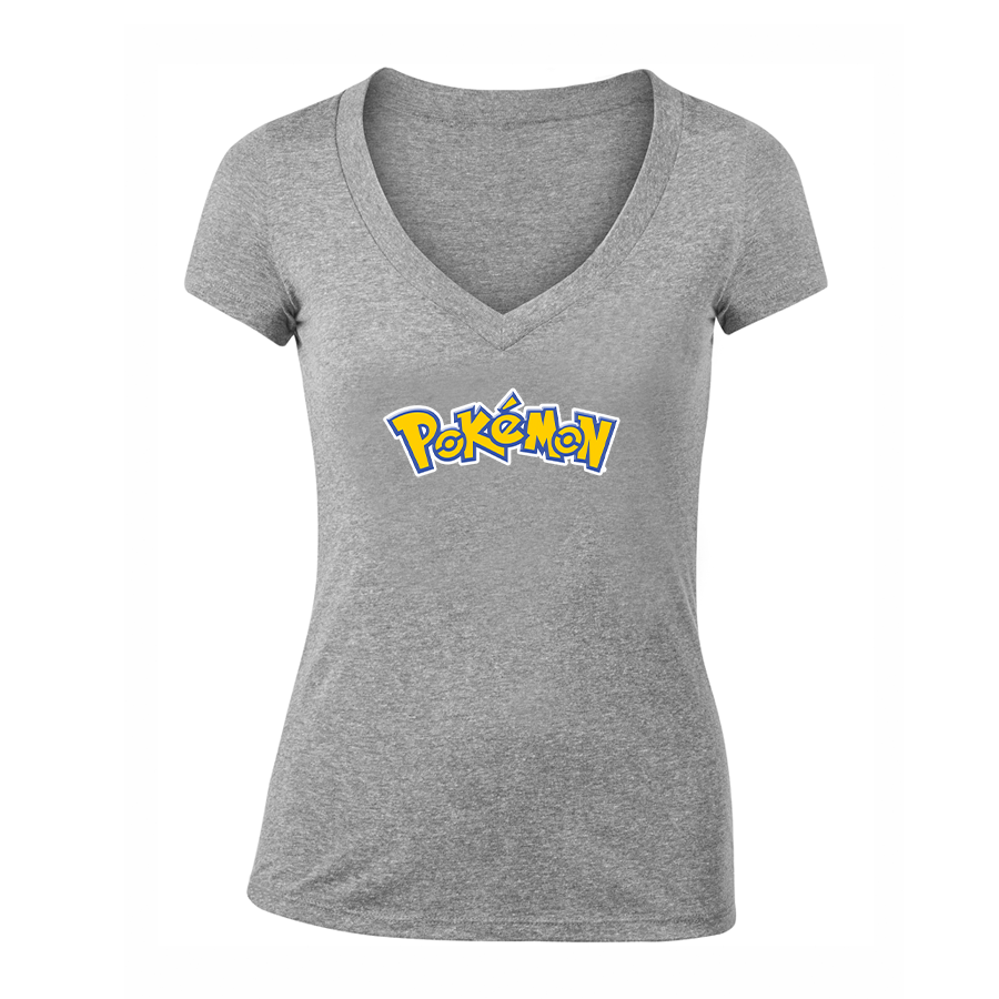 Women's Pokemon Cartoon V-Neck T-Shirt