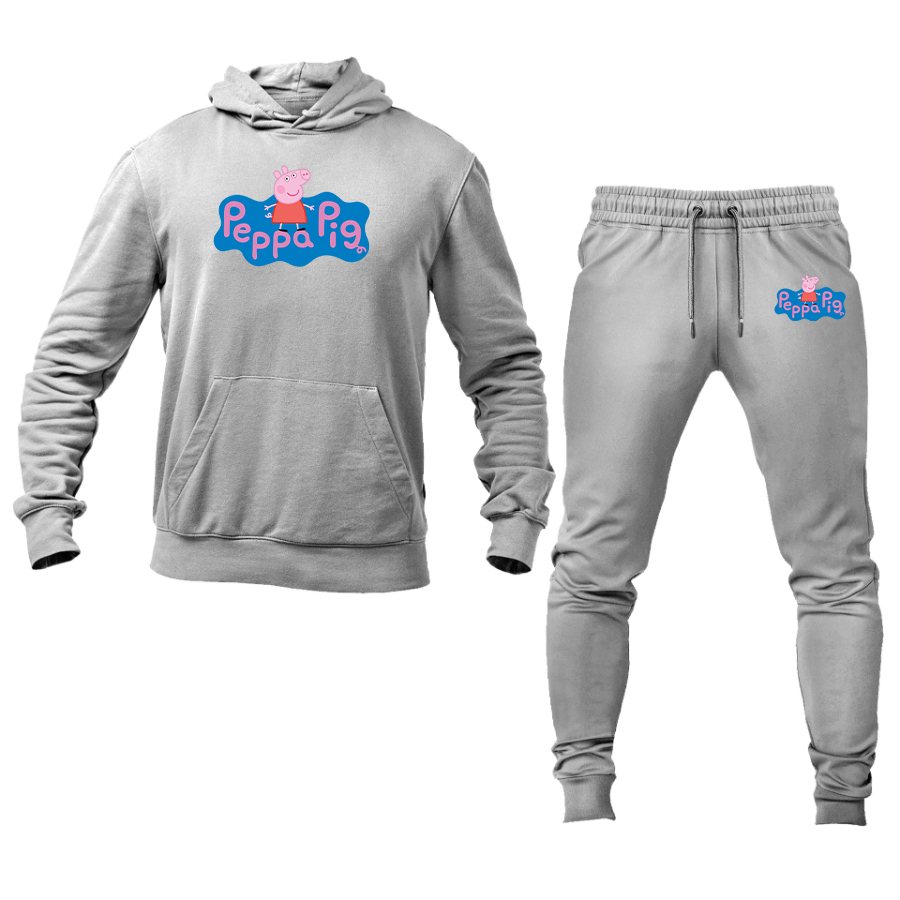 Men's Pegga Pig Cartoon Hoodie Joggers Set