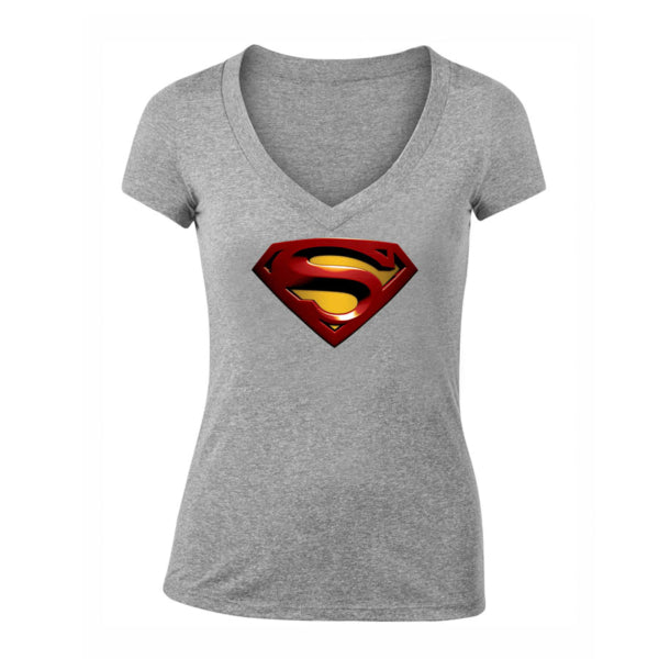 Women's Superman Superhero V-Neck T-Shirt