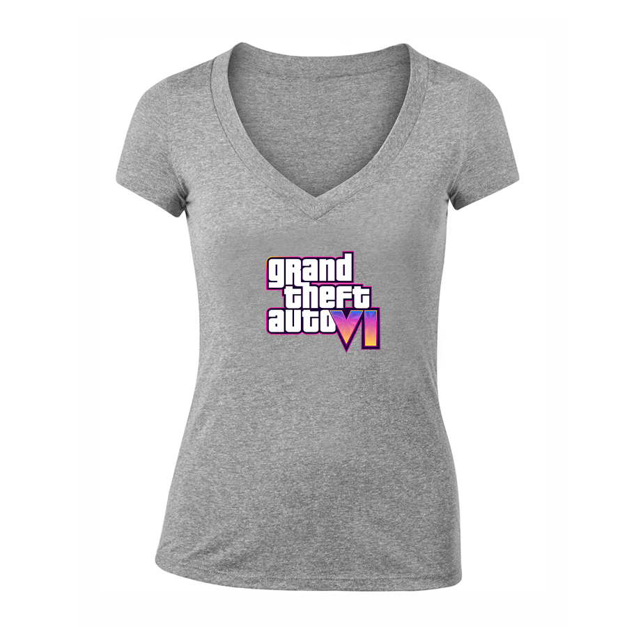 Women's GTA 6 Grand Theft Auto VI V-Neck T-Shirt Game