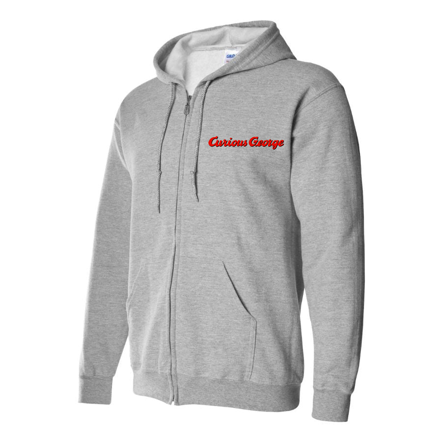 Men's Curious George Cartoon Zipper Hoodie