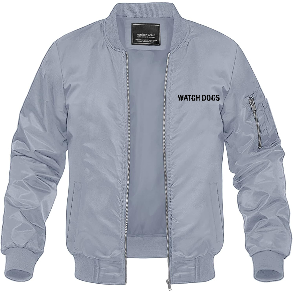 Men's Watch Dogs Video Game Lightweight Bomber Jacket Windbreaker Softshell Varsity Jacket Coat