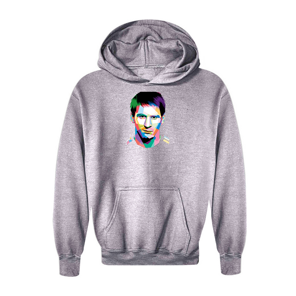 Youth Kids Lionel Messi Face Art Soccer Pullover Hoodie