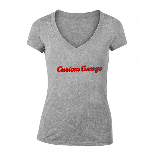 Women's Curious George Cartoon V-Neck T-Shirt