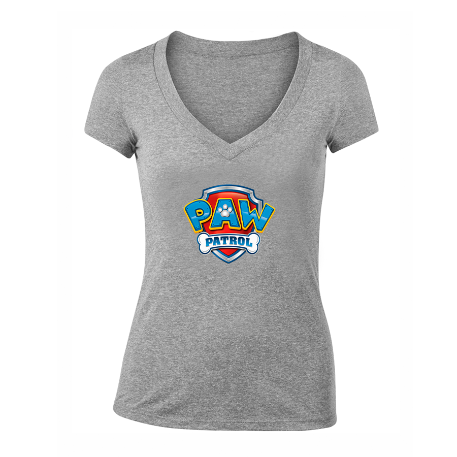 Women's Paw Patrol Cartoon V-Neck T-Shirt