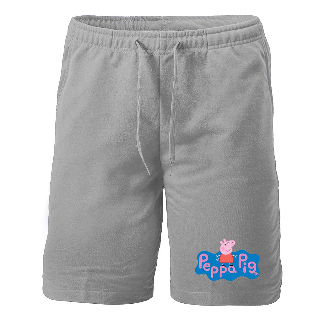 Men's Pegga Pig Cartoon Athletic Fleece Shorts