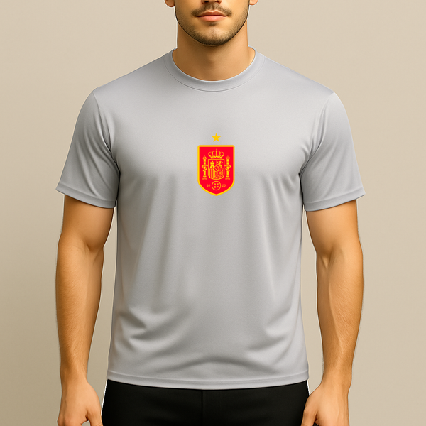 Men's Spain Red Logo National Soccer Team Polyester T-Shirt