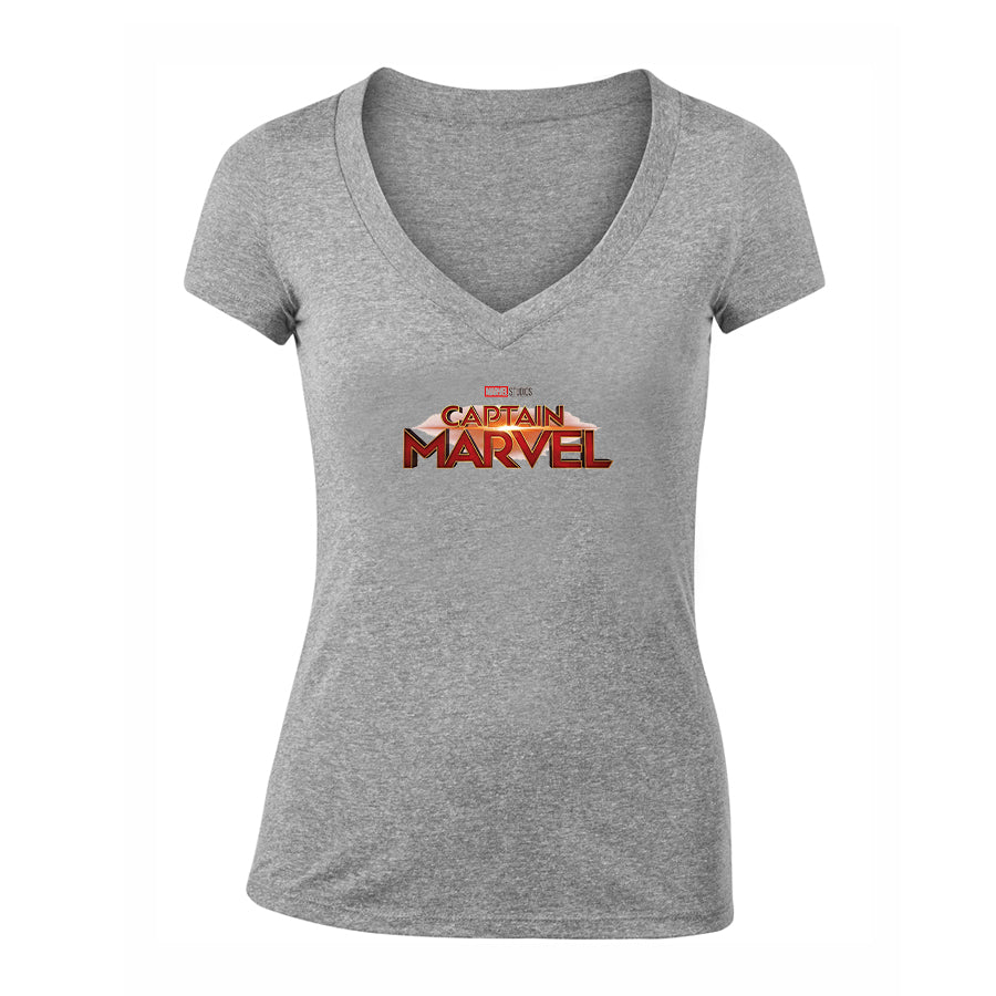 Women's Captain Marvel Superhero  V-Neck T-Shirt