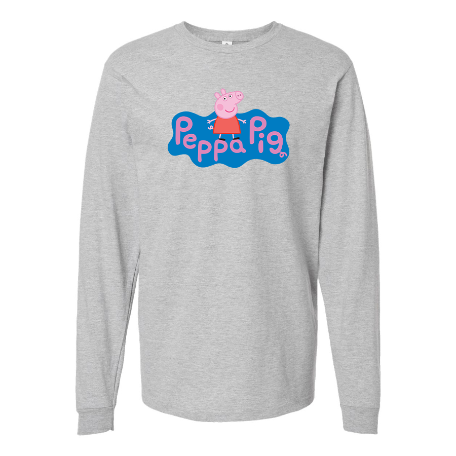 Men's Pegga Pig Cartoon Long Sleeve T-Shirt