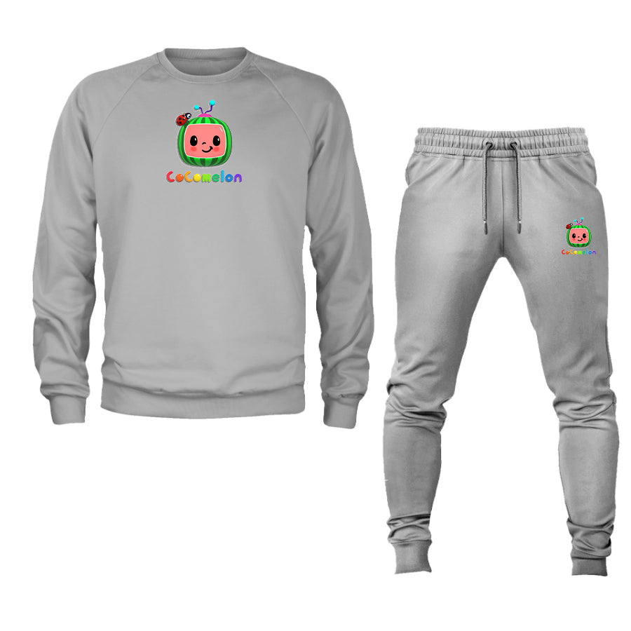 Men's Cocomelon Cartoon Crewneck Sweatshirt Joggers Suit