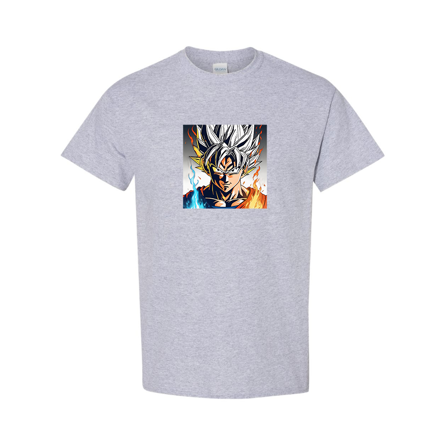 Men's Goku Fire Dragon Ball Z Cartoon Cotton T-Shirt