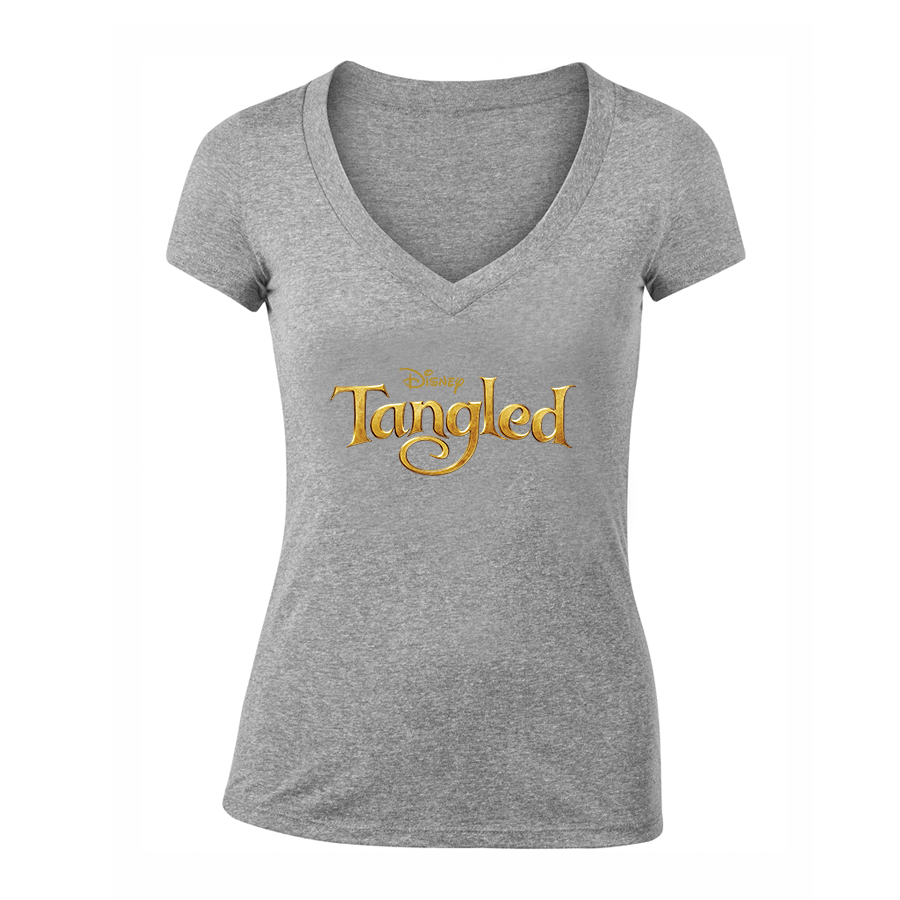 Women's Tangled Disney Cartoon V-Neck T-Shirt