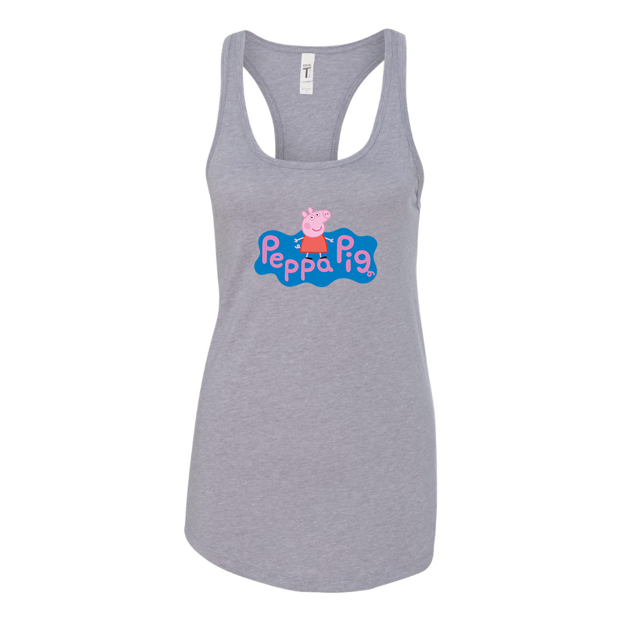 Women's Pegga Pig Cartoon Racerback Tank Top