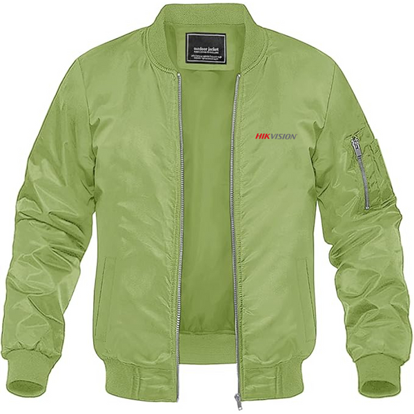 Men's Hikvision Logo Lightweight Bomber Jacket Windbreaker Softshell Varsity Jacket Coat